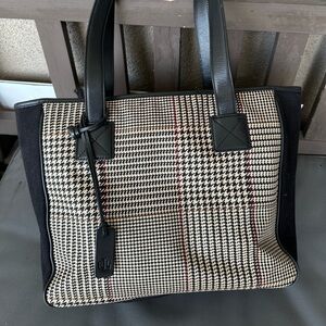Ralph Lauren Black and Tan Houndstooth Tote